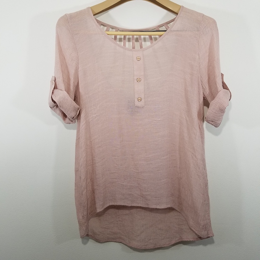 Bobeau Blouse Blush Strappy Back Size Small